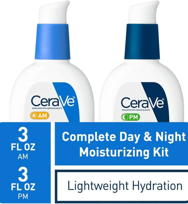 CeraVe Facial Moisturizing Lotion 3 Fl Oz (Pack of 2) AM/PM Bundle